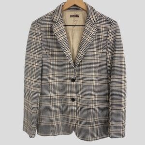 J. McLaughlin Tan Black Plaid Houndstooth Blazer with Pockets NWOT